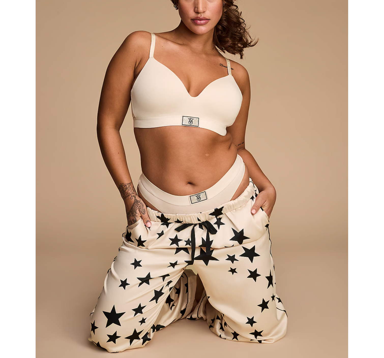 Трусики Logo Cotton Shine Patch Thong Panty Marzipan