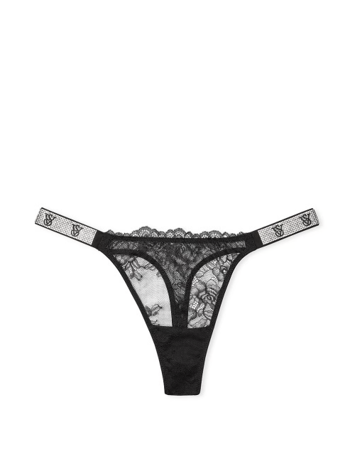 Трусики Shine Strap Rose Lace Thong Panty Black