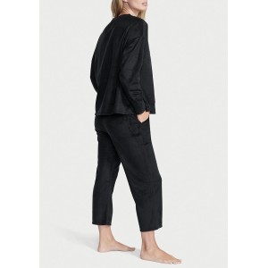 Пижама Cozy Fleece Henley Long Pajama Set Black