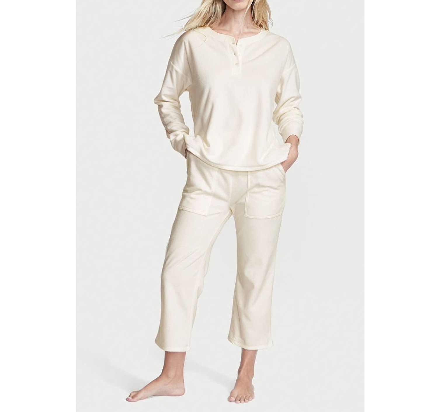 Пижама Cozy Fleece Henley Long Pajama Set