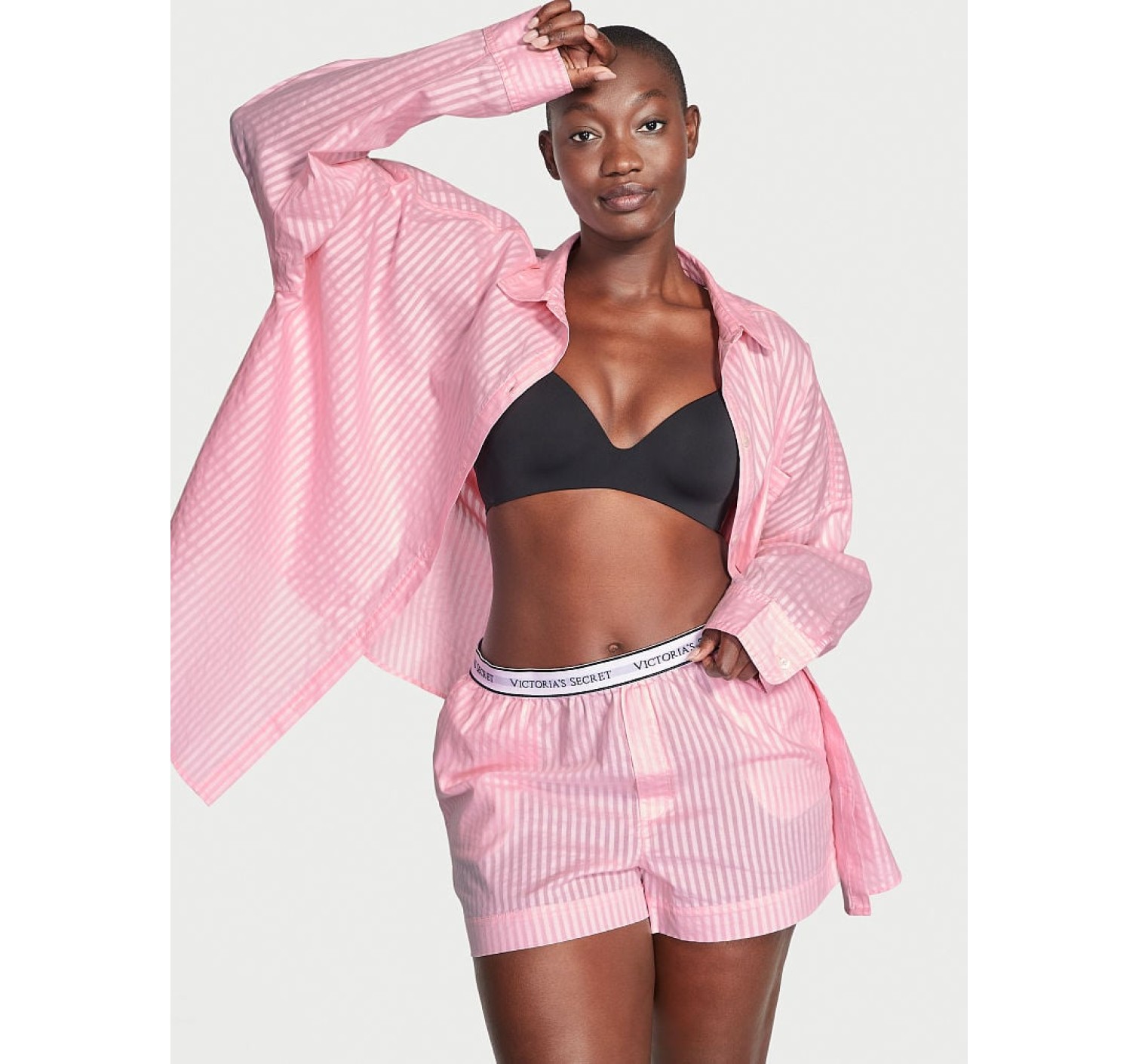 Пижама Cotton Logo Stripes PJ Set Long sleeve Pink stripes