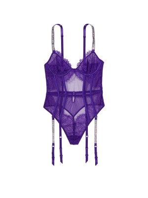 Боди Demi Teddy with Shine Straps & Garters Brilliant Purple