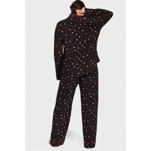 Пижама Modal Long Pajama set Black & Red Hearts