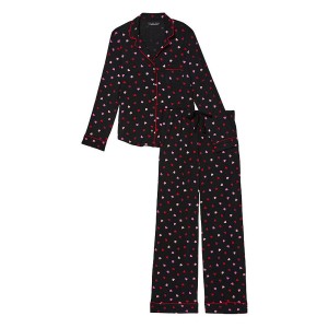 Пижама Modal Long Pajama set Black & Red Hearts