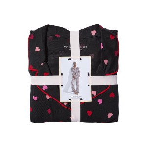Пижама Modal Long Pajama set Black & Red Hearts