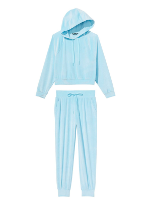 Велюровый костюм Виктория Сикрет Ribbed Velour Hoodies Jogger Sky blue
