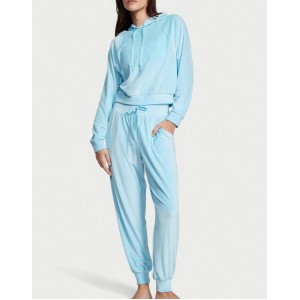 Велюровый костюм Виктория Сикрет Ribbed Velour Hoodies Jogger Sky blue