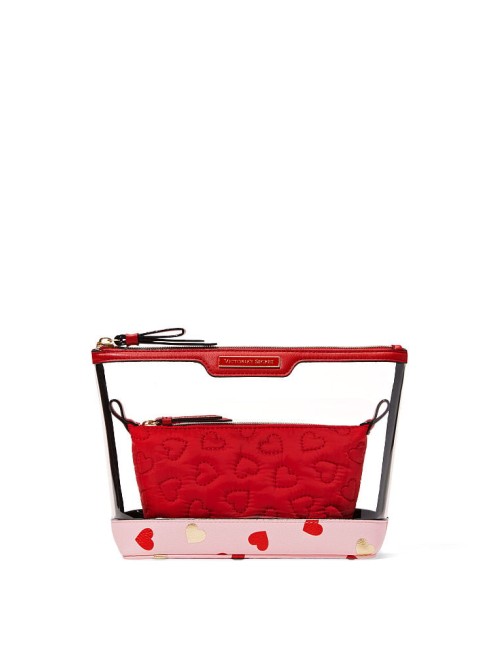 Косметичка Victoria's Secret 2 в 1 AM PM Beauty Bag Duo Heart print❤️