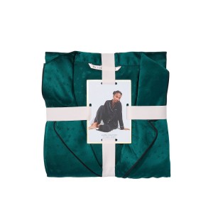 Сатиновая пижама Satin Long Pj Set Deep Green Stars
