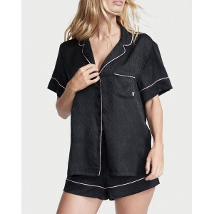 Сатиновая пижама Satin Short Pajama Set Black Logo
