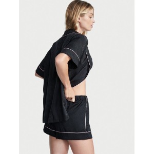 Сатиновая пижама Satin Short Pajama Set Black Logo