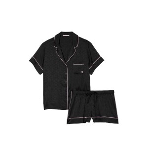 Сатиновая пижама Satin Short Pajama Set Black Logo