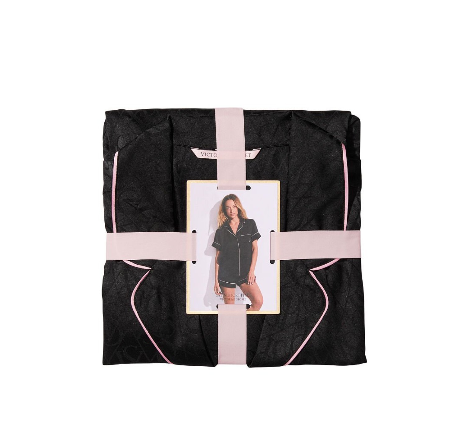 Сатиновая пижама Satin Short Pajama Set Black Logo