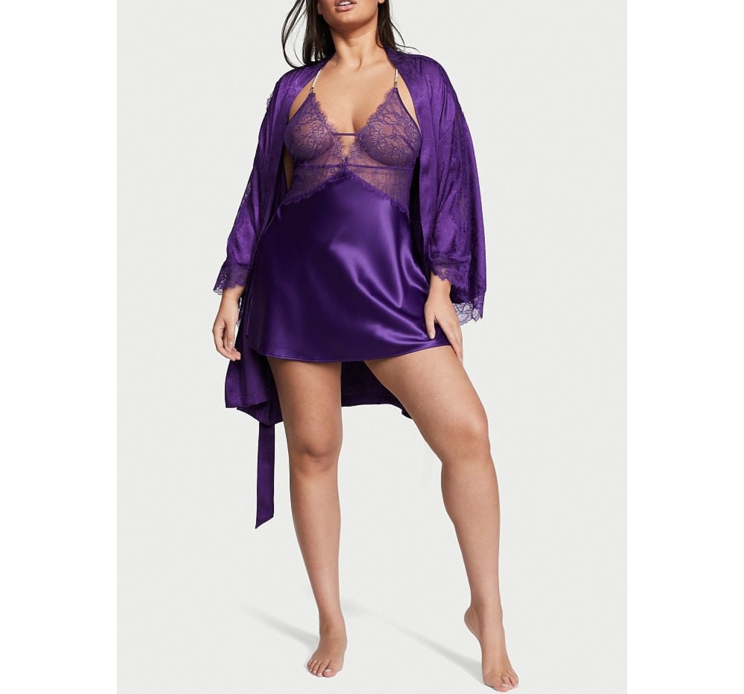 Пеньюар Victoria’s Secret Shine Rope Strap Satin Slip Brilliant Purple