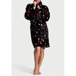 Плюшевий Халат Logo Short Cozy Robe Black Multi Heart