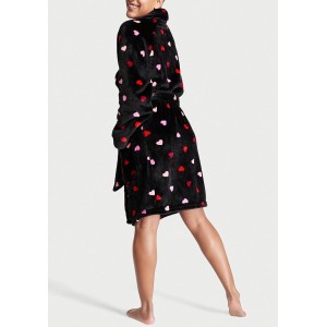 Плюшевий Халат Logo Short Cozy Robe Black Multi Heart