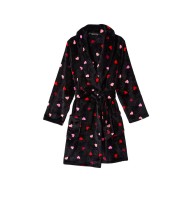 Плюшевый Халат Logo Short Cozy Robe Black Multi Heart
