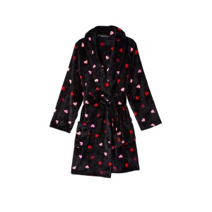Плюшевий Халат Logo Short Cozy Robe Black Multi Heart