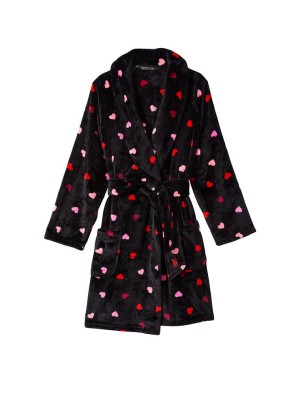 Плюшевый Халат Logo Short Cozy Robe Black Multi Heart