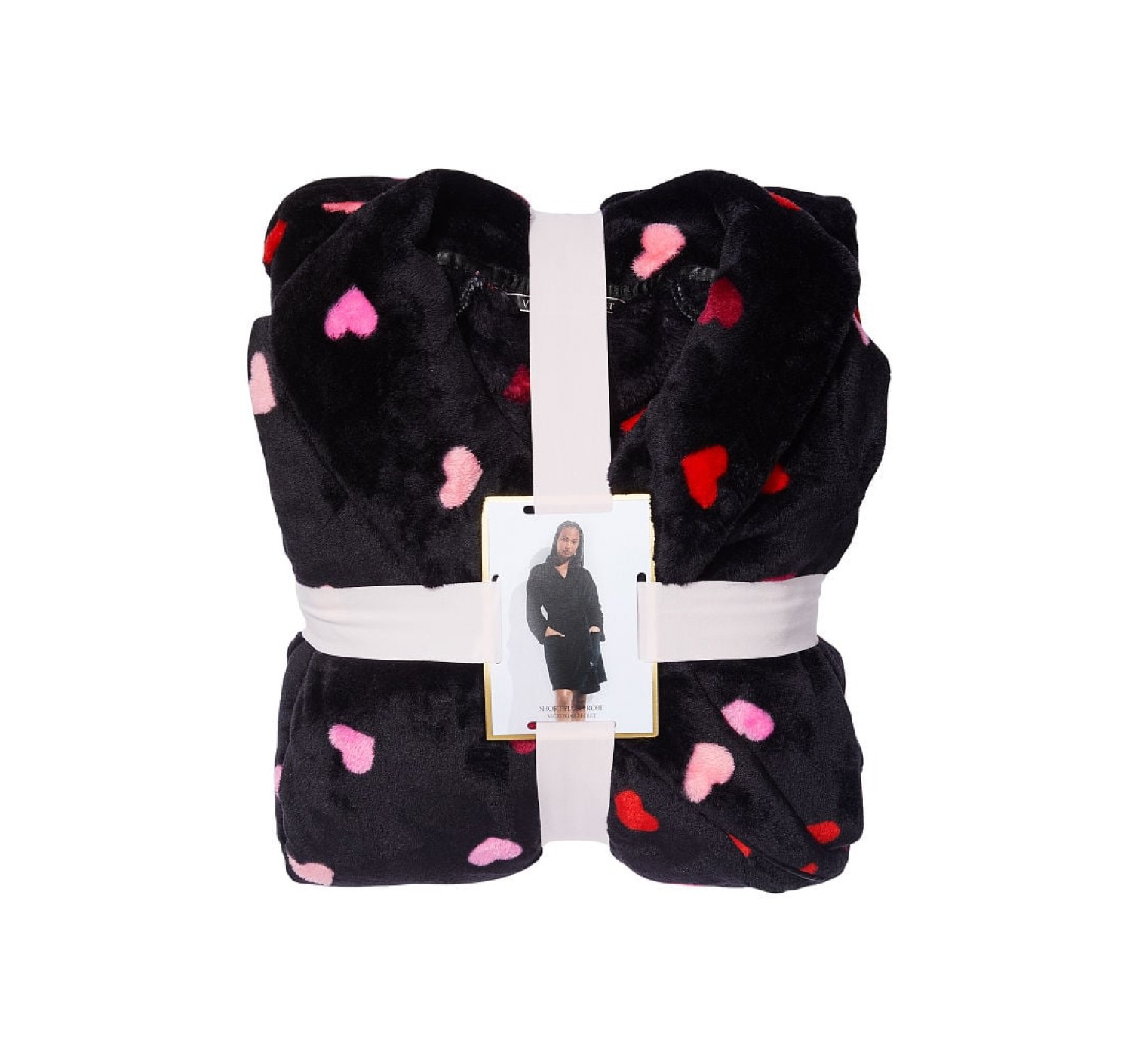 Плюшевий Халат Logo Short Cozy Robe Black Multi Heart