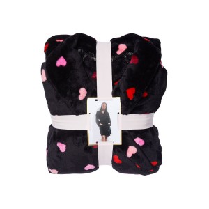 Плюшевий Халат Logo Short Cozy Robe Black Multi Heart