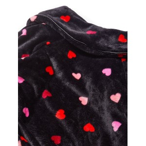 Плюшевий Халат Logo Short Cozy Robe Black Multi Heart