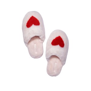 Домашние тапочки Closed Toe Faux Fur Slippers Heart print