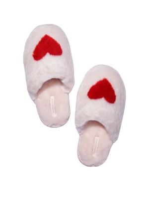 Домашние тапочки Closed Toe Faux Fur Slippers Heart print
