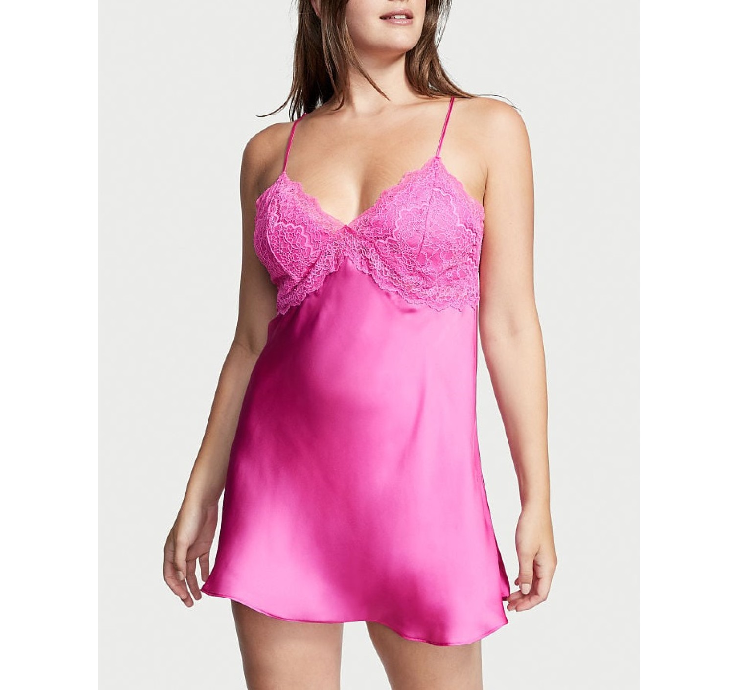 Пеньюар Lace Plunge Open-Back Slip Summer Pink