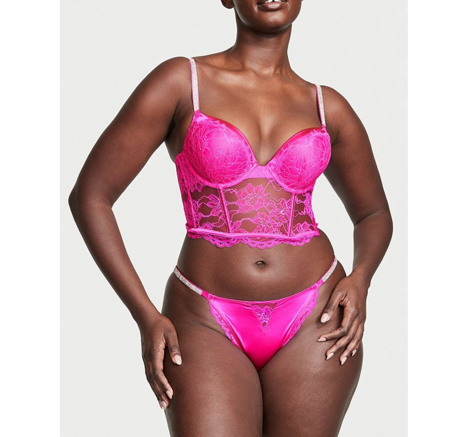 Комплект белья Victoria’s Secret Very Sexy Shine strap Balconette Summer pink