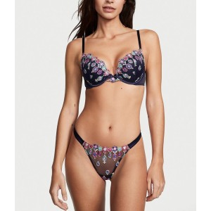 Комплект Bejeweled Embroidery Bra Set Noir Navy