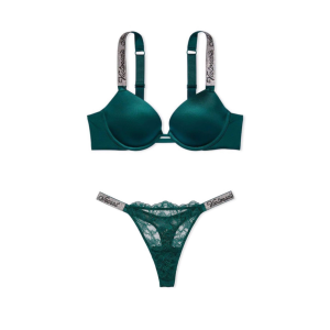 Комплект Shine Strap Push-Up Bra Deepest Green Set