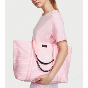 Пляжная сумка Cotton Pink Stripe Logo Beach Tote