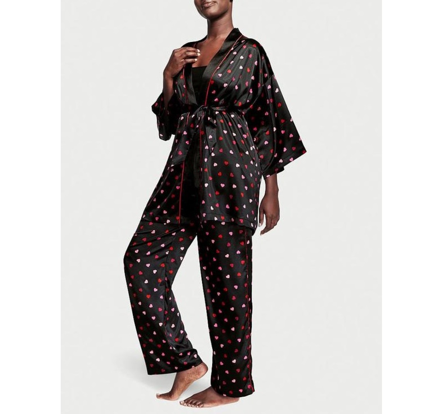 Сатиновая пижама 3-piece pj Set Satin Heart Print