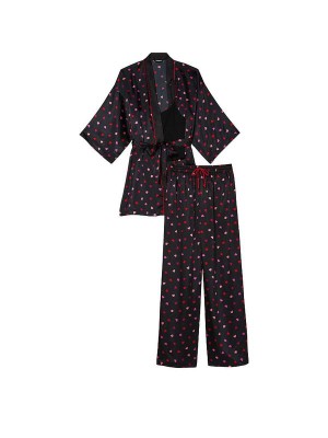 Сатиновая пижама 3-piece pj Set Satin Heart Print