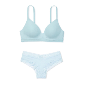 Комплект белья T-shirt Lightly lined wireless Pointelle Resort Blue