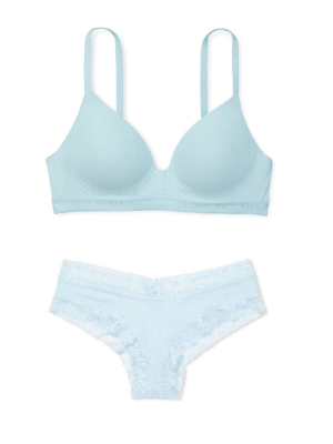 Комплект белья T-shirt Lightly lined wireless Pointelle Resort Blue