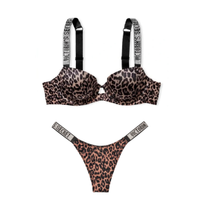 Комплект Shine Strap Lined demi Leopard Bra Set
