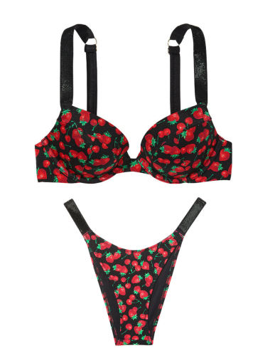Купальник Top Shine Strap Sexy Tee Push-Up Bikini Mixed Berry