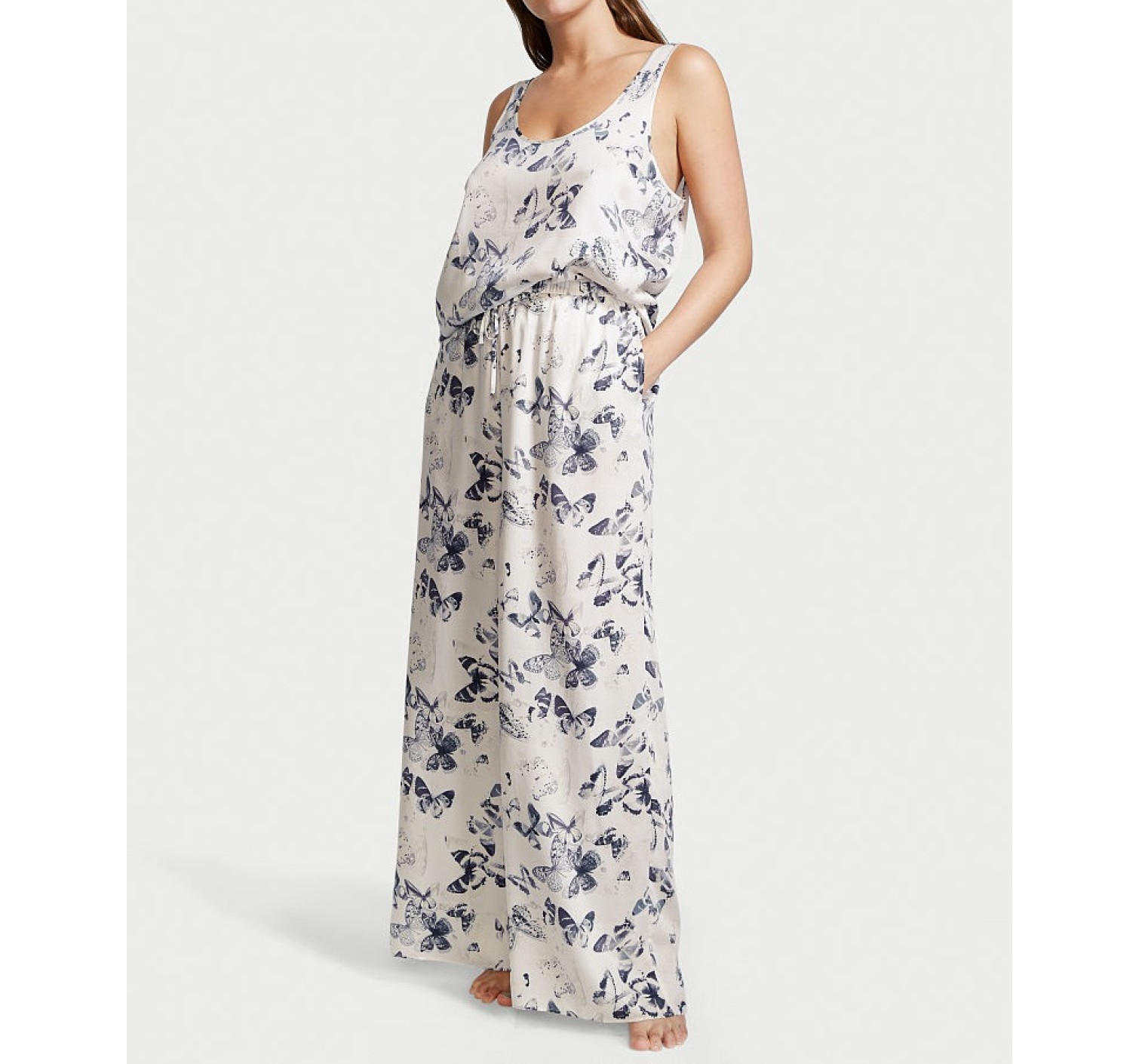 Пижама Tencel PJ Set Cami Long White Butterfly