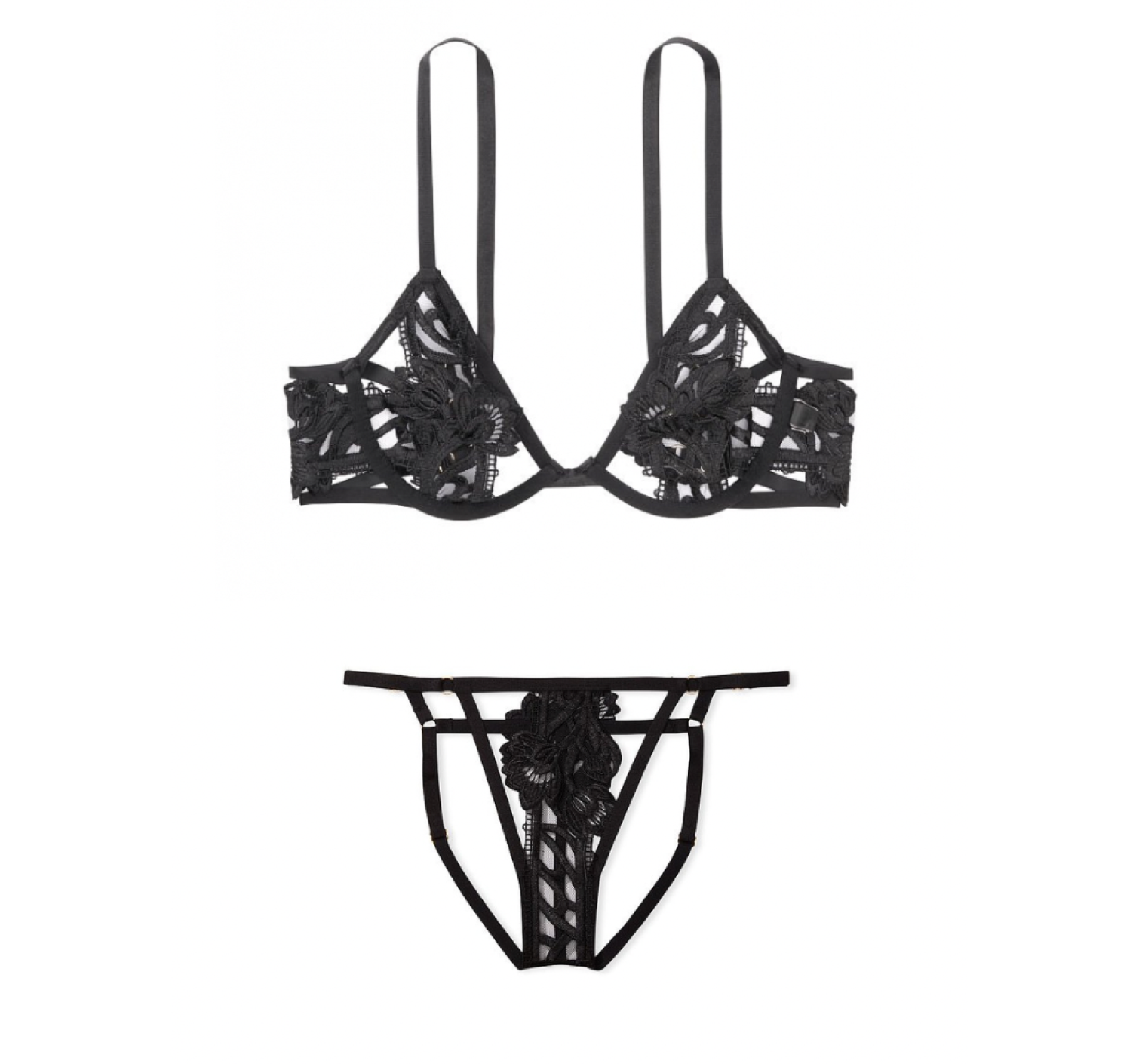 Комплект  Very Sexy Low Cut Demi Bra Set Black Lace