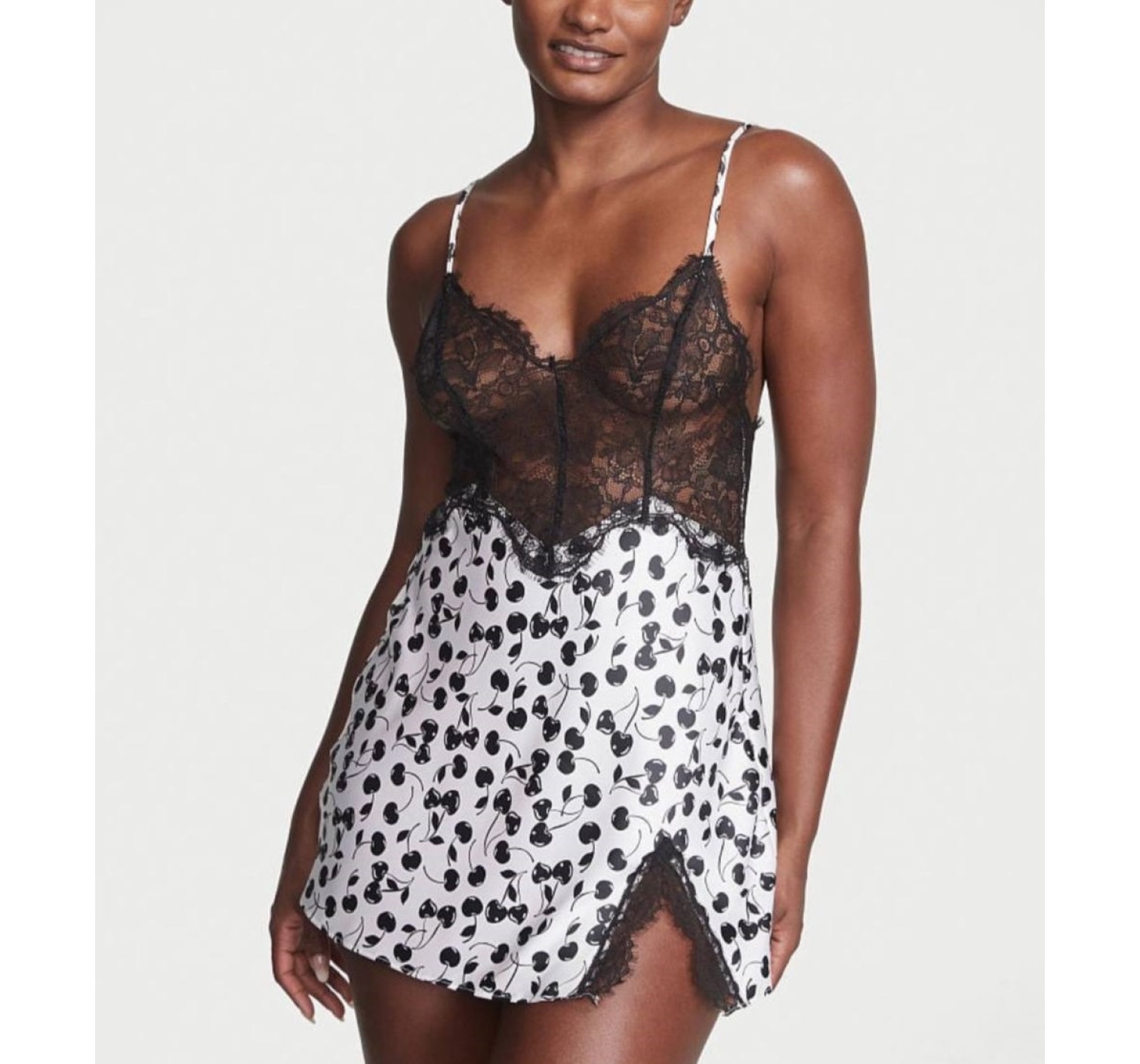 Пеньюар Very Sexy Black&White Lace Plunge Slip
