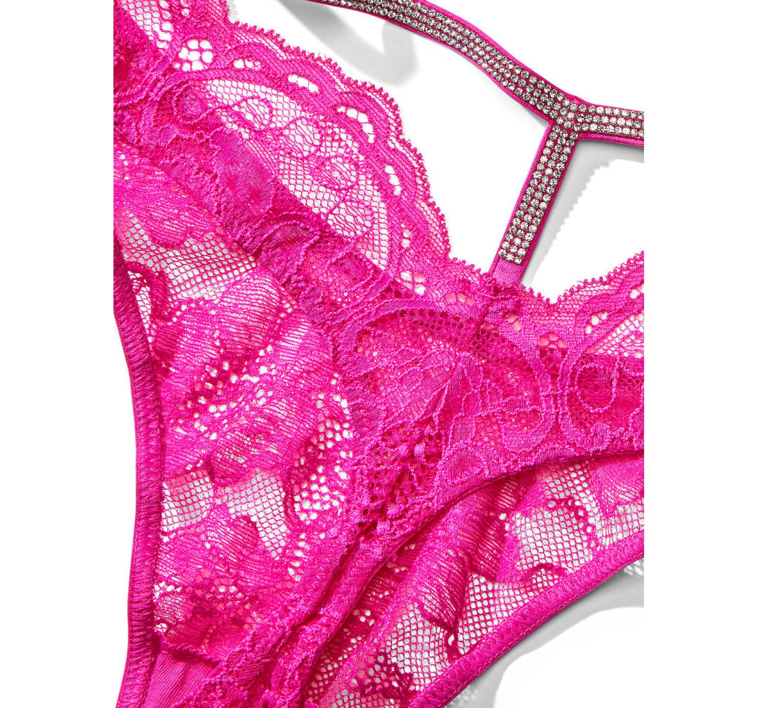 Трусики Shine Strap Cutout Back Thong Panty Fuchsia Frenzy