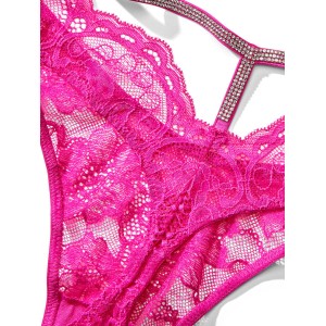 Трусики Shine Strap Cutout Back Thong Panty Fuchsia Frenzy