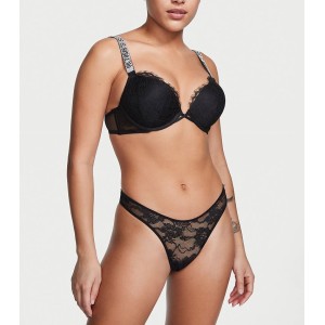 Трусики Shine Strap Cutout Back Thong Panty black