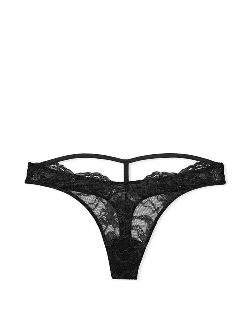 Трусики Shine Strap Cutout Back Thong Panty black