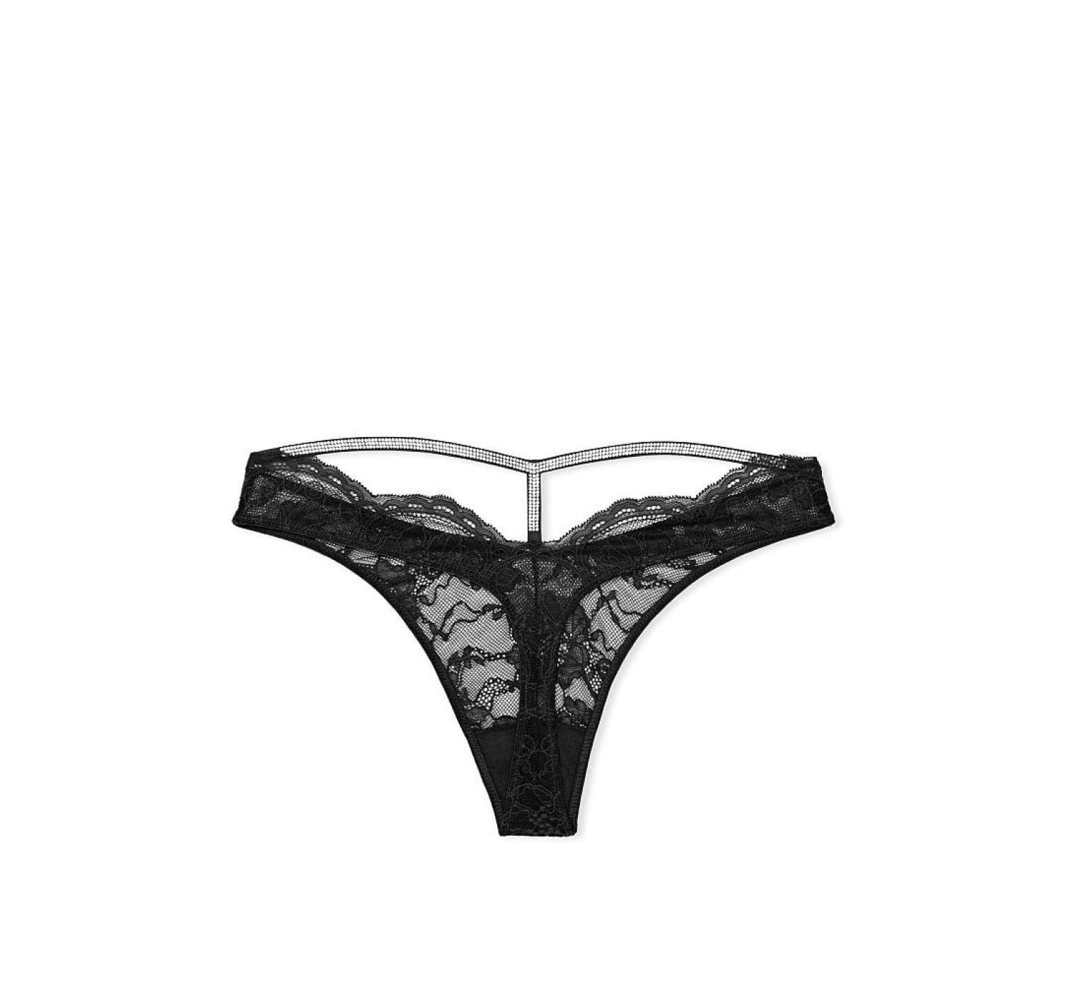 Трусики Shine Strap Cutout Back Thong Panty black