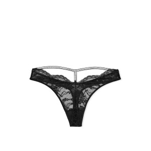 Трусики Shine Strap Cutout Back Thong Panty black