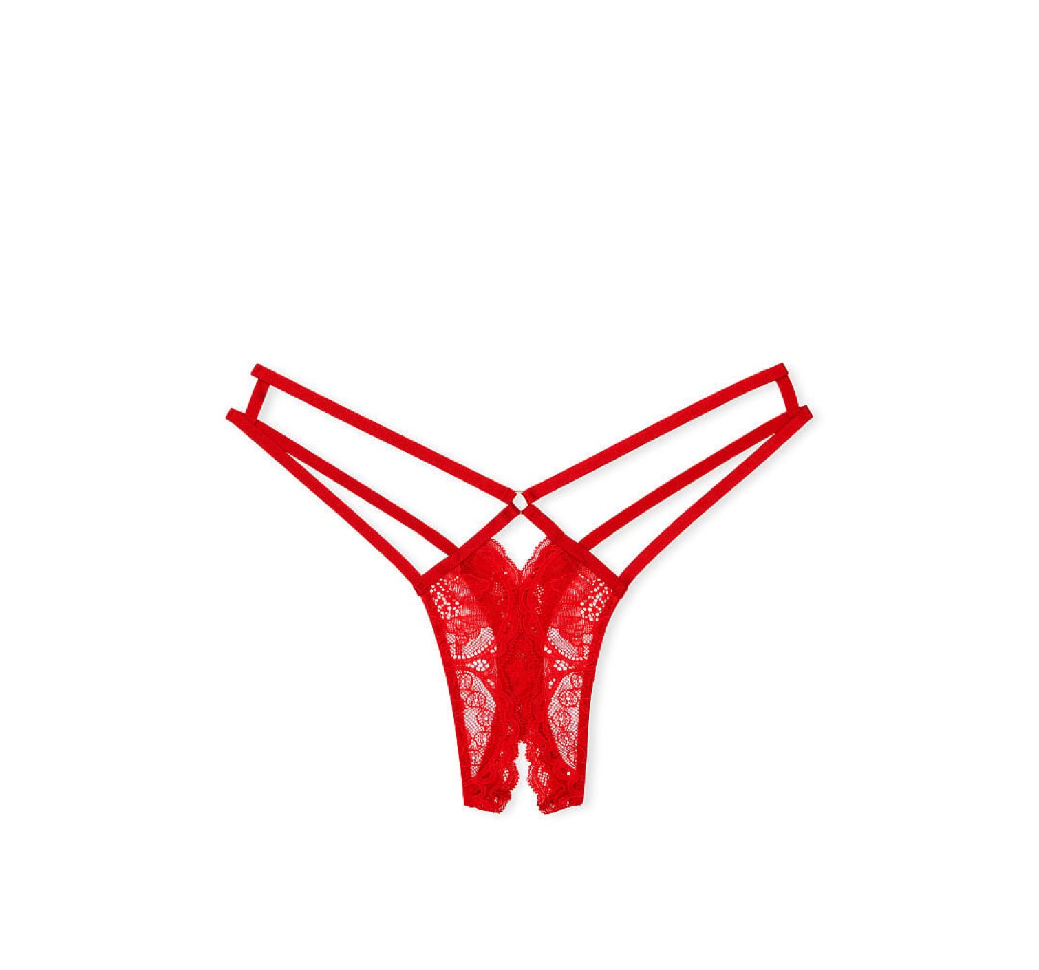 Трусики Strappy Back Lace Crotchless Thong Panty Lipstick
