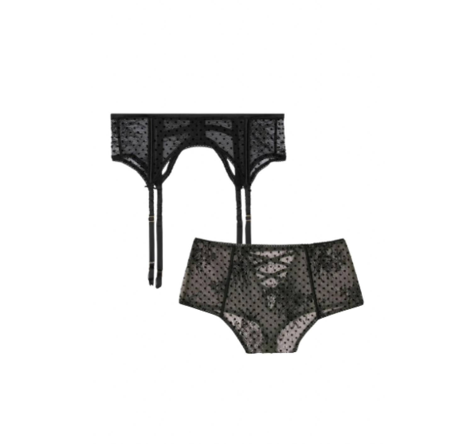 Набор трусики и пояс Dream Angels Lace Dot Black High-Waist Set